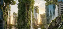 La naturaleza se extiende entre los edificios